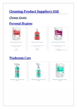 Cleaning Product Suppliers UAE