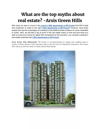 What are the top myths about real estate? -Arsis Green Hills