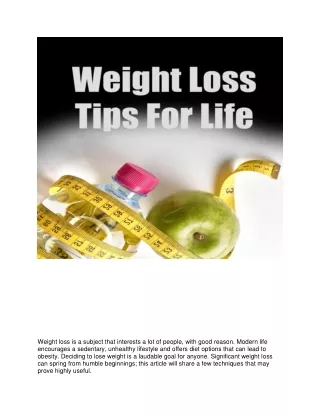 weight loss is a subject that interests