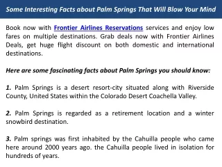 Some Interesting Facts about Palm Springs That Will Blow Your Mind
