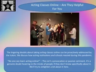 acting classes online are they helpful for you