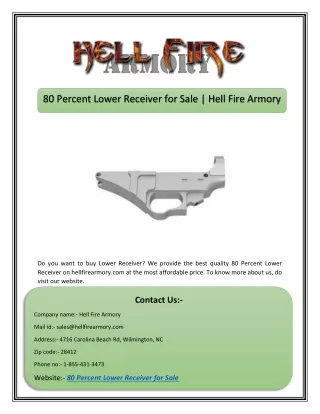 80 Percent Lower Receiver for Sale | Hell Fire Armory