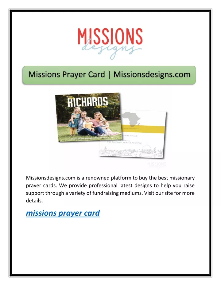 missions prayer card missionsdesigns com