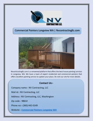 Commercial Painters Longview WA | Nvcontractingllc.com