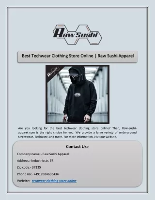 Best Techwear Clothing Store Online | Raw Sushi Apparel