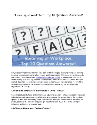 elearning at workplace top 10 questions answered