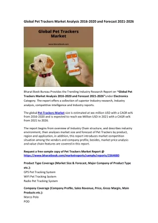 global pet trackers market analysis 2016 2020