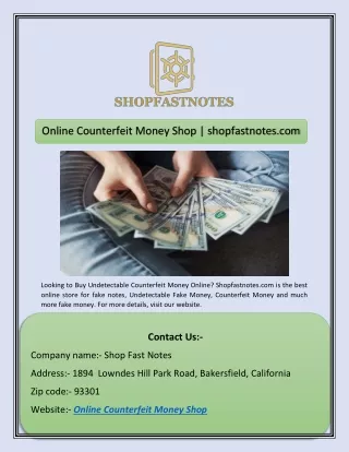 online counterfeit money shop shopfastnotes com