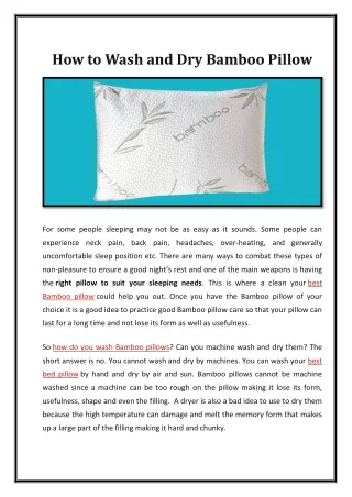 how to wash and dry bamboo pillow