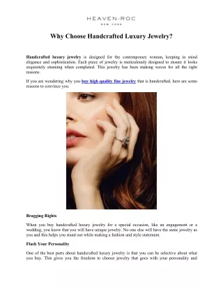 Why Choose Handcrafted Luxury Jewelry? Heaven-Roc