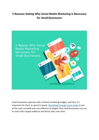 5 Reasons Stating Why Social Media Marketing is Necessary for Small Businesses