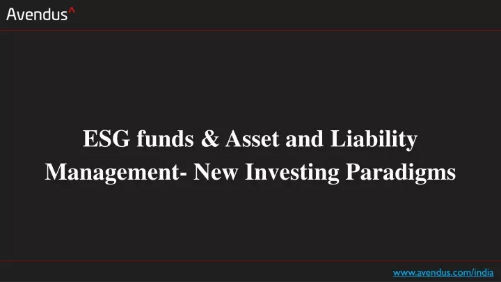 esg funds asset and liability management