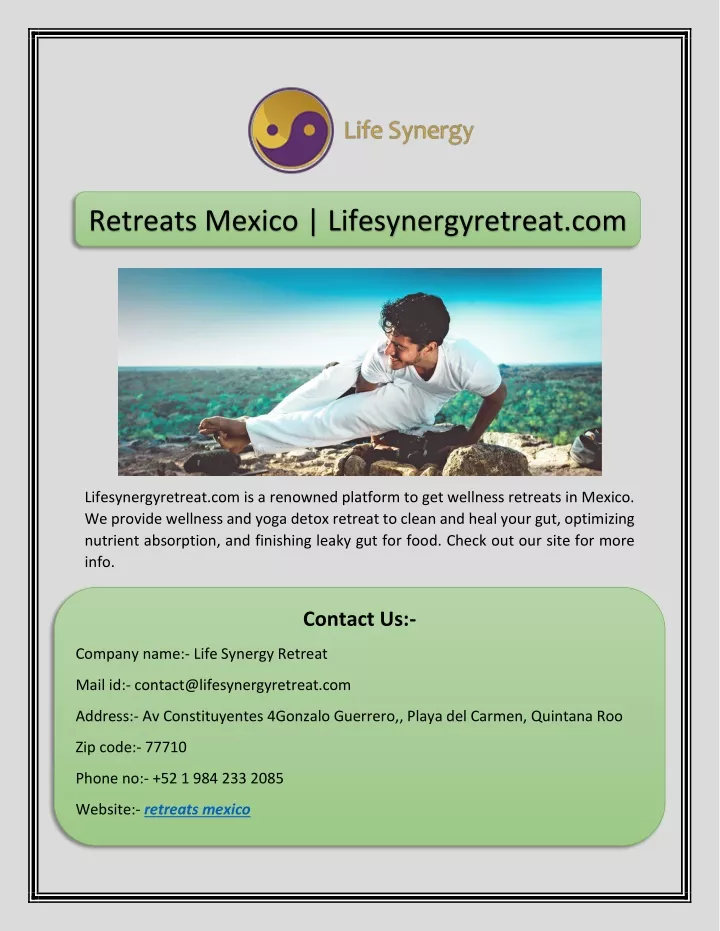 retreats mexico lifesynergyretreat com
