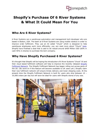 shopify s purchase of 6 river systems what