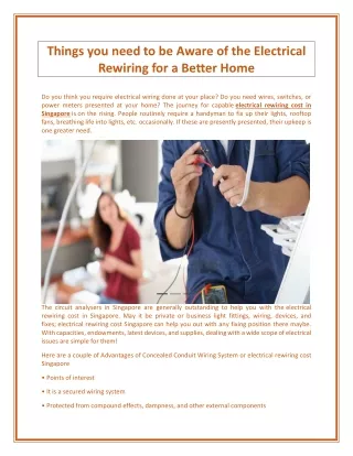 things you need to be aware of the electrical