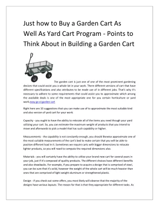 just how to buy a garden cart as well as yard