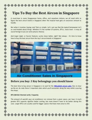 Tips To Buy the Best Aircon in Singapore