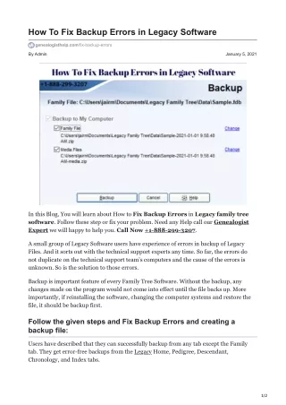 how to fix backup errors in legacy software