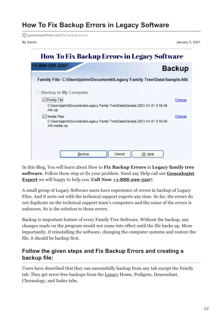 how to fix backup errors in legacy software