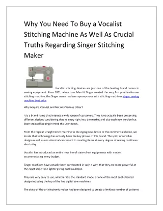 why you need to buy a vocalist stitching machine