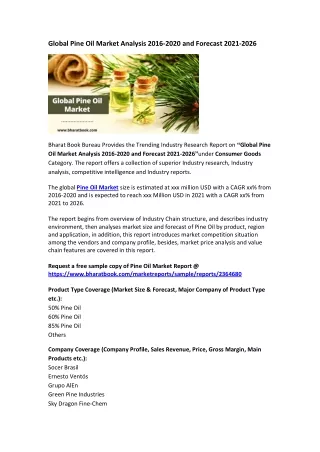 global pine oil market analysis 2016 2020
