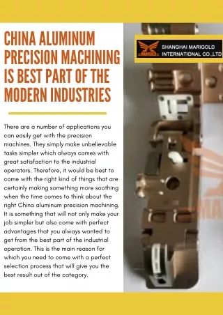 China Aluminum Precision Machining is Best Part of the Modern Industries