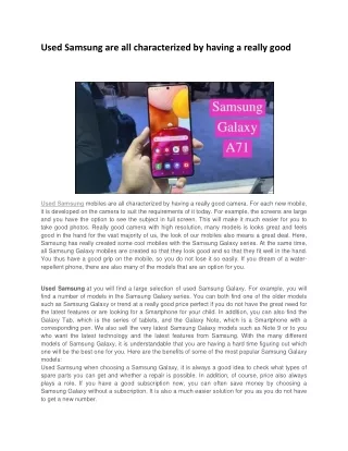 used samsung are all characterized by having