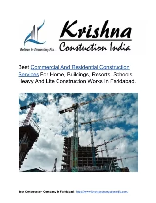 Best Construction Company In Faridabad - Krishna Construction Company.