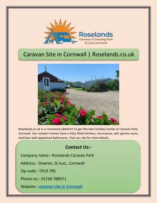 Caravan Site in Cornwall | Roselands.co.uk