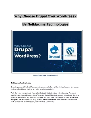 why choose drupal over wordpress