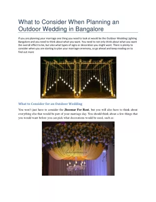 What to Consider When Planning an Outdoor Wedding in Bangalore