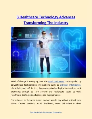 3 healthcare technology advances transforming