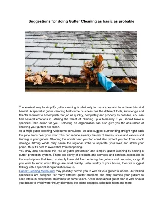 suggestions for doing gutter cleaning as basic