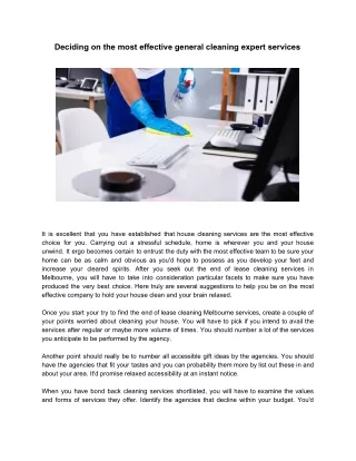 deciding on the most effective general cleaning