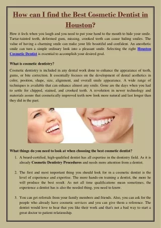 how can i find the best cosmetic dentist
