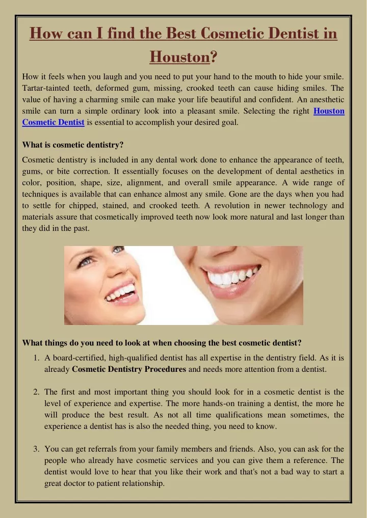 how can i find the best cosmetic dentist