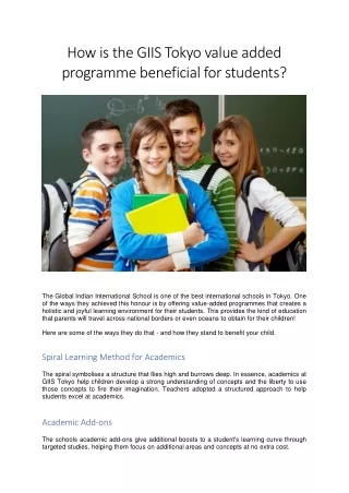 How is the GIIS Tokyo value added programme beneficial for students?
