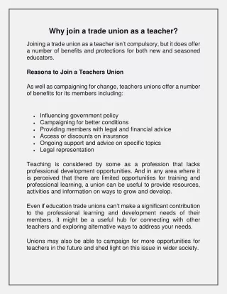 Why join a trade union as a teacher?