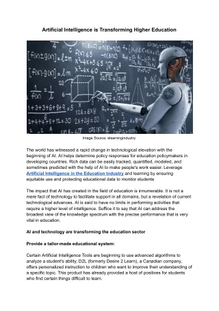 artificial intelligence is transforming higher