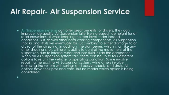 air repair air suspension service