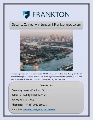 Security Company in London | Franktongroup.com