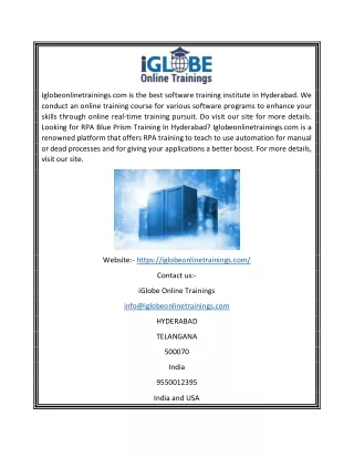 Best Online Software Training Institute in Hyderabad | Iglobeonlinetrainings.com