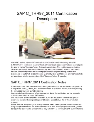sap c thr97 2011 certification description