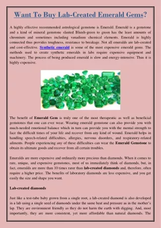 want to buy lab created emerald gems