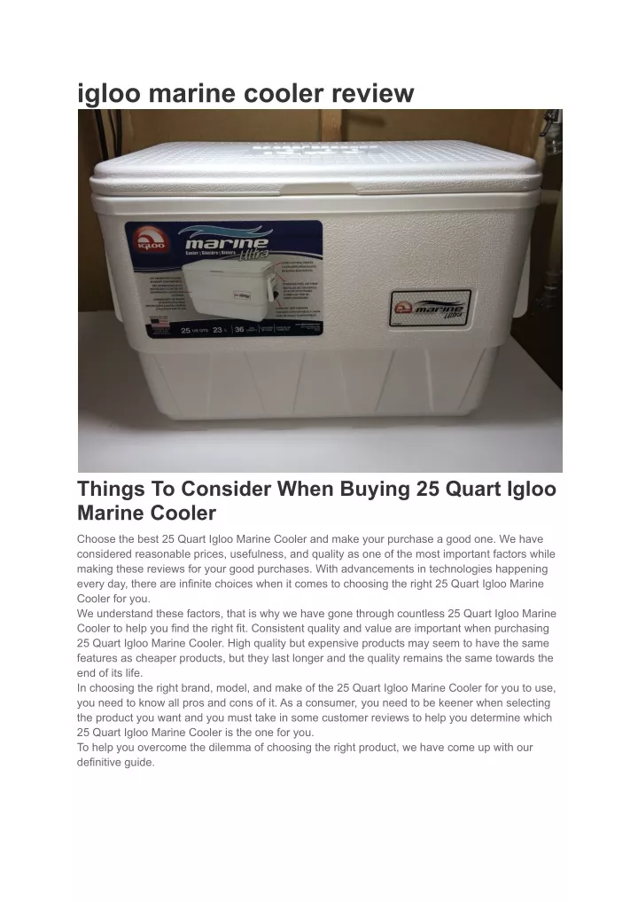 igloo marine cooler review