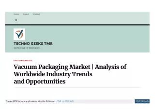 Vacuum Packaging Market Market Analysis 2021 - 2027