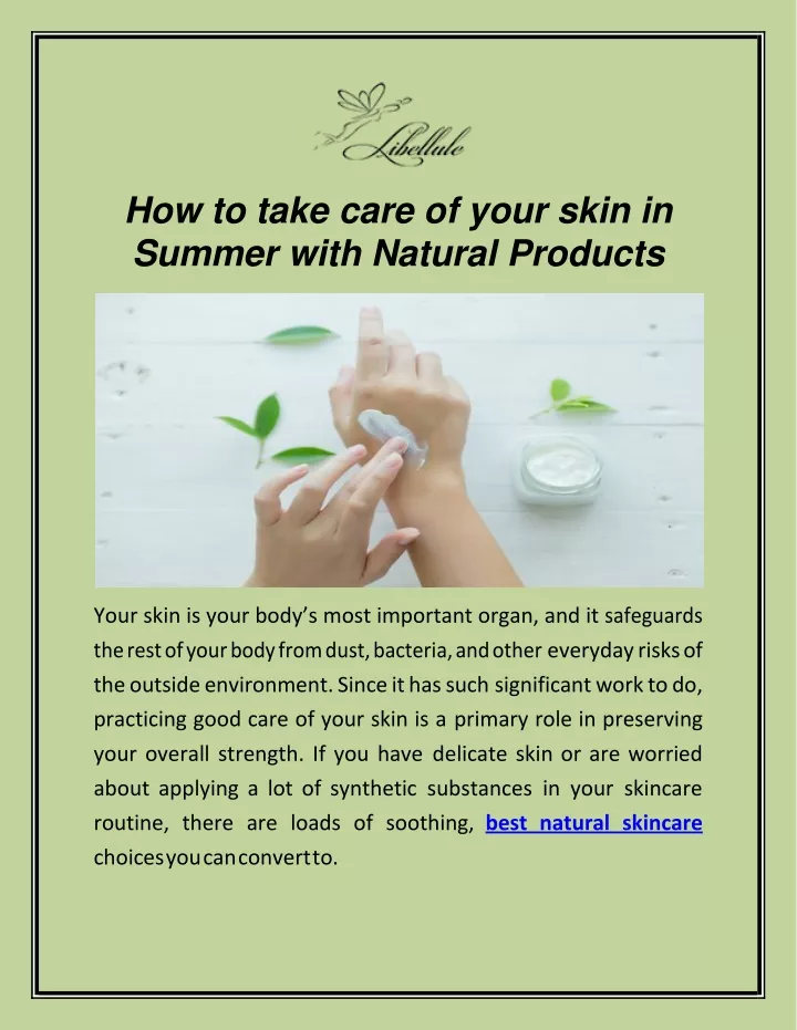 how to take care of your skin in summer with