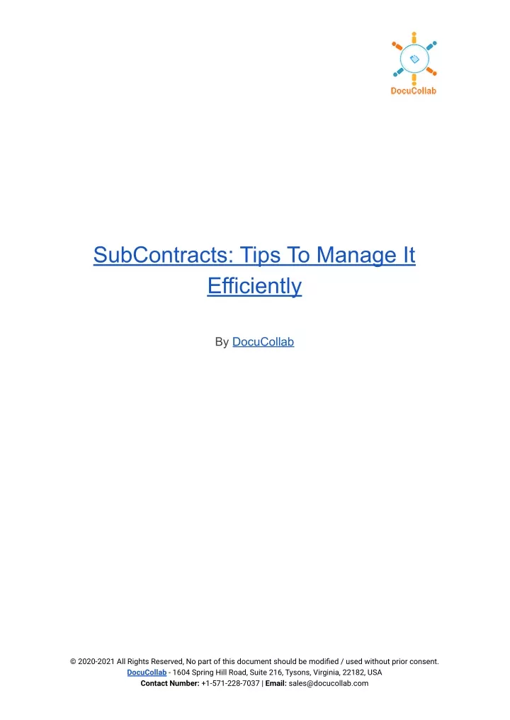 subcontracts tips to manage it efficiently