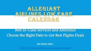 Allegiant Airlines Low Fare Calendar