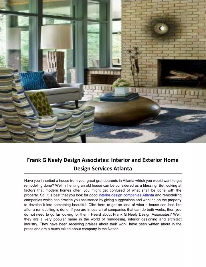 frank g neely design associates interior